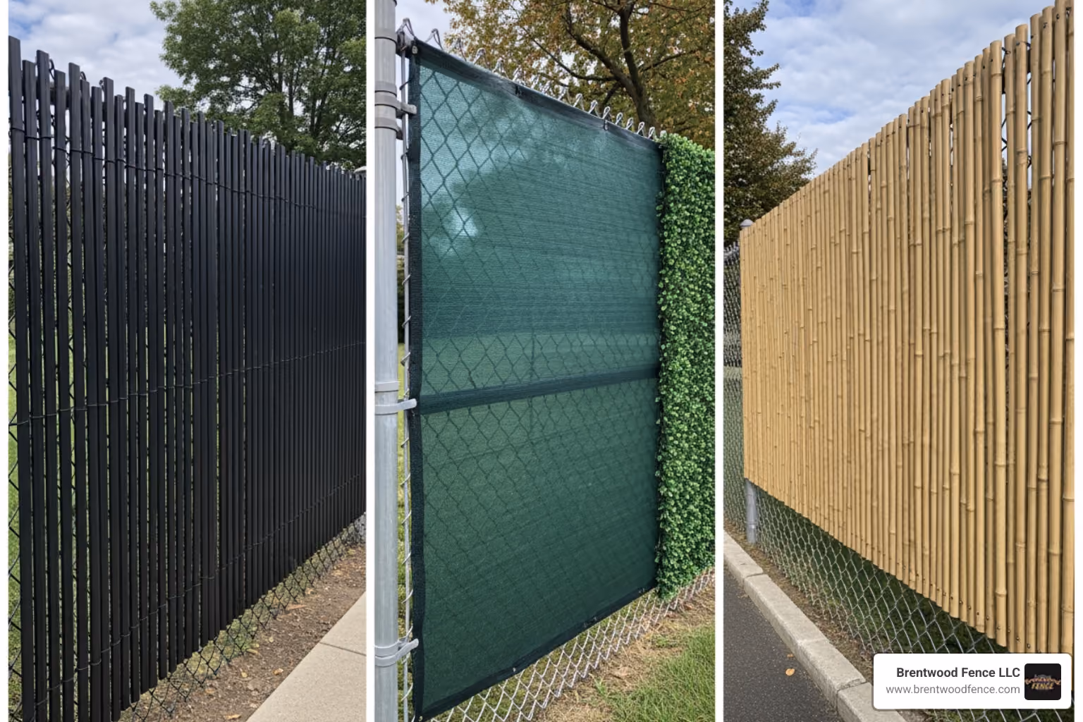 collage of privacy options on chain link fence - privacy options for chain link fence