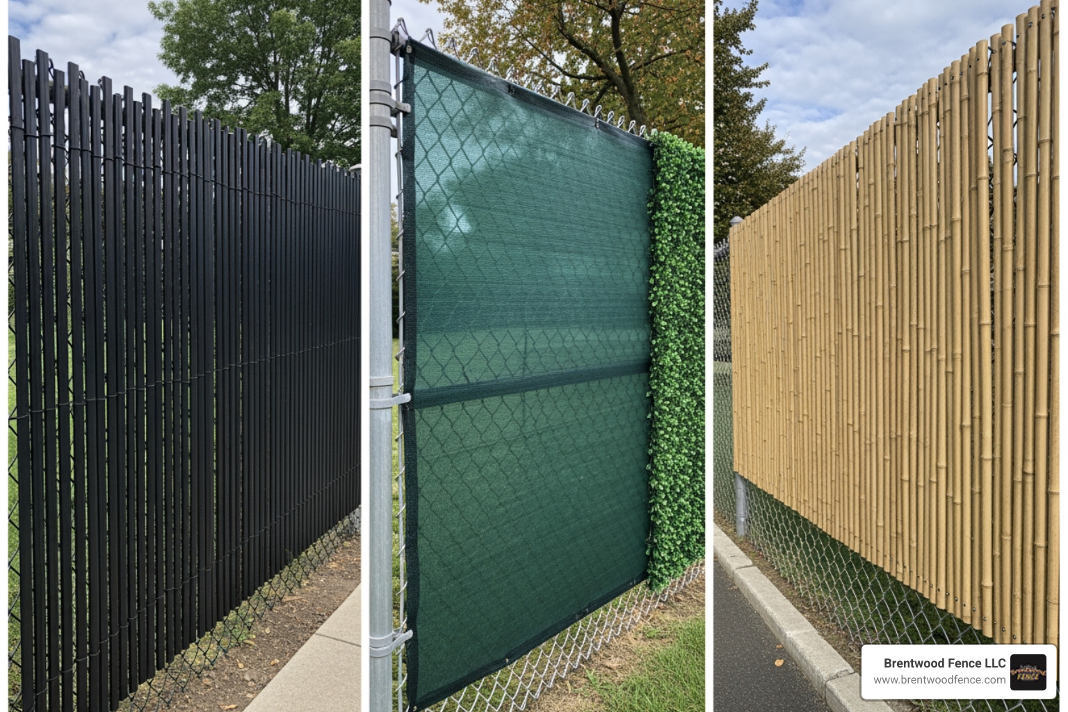 collage of privacy options on chain link fence - privacy options for chain link fence