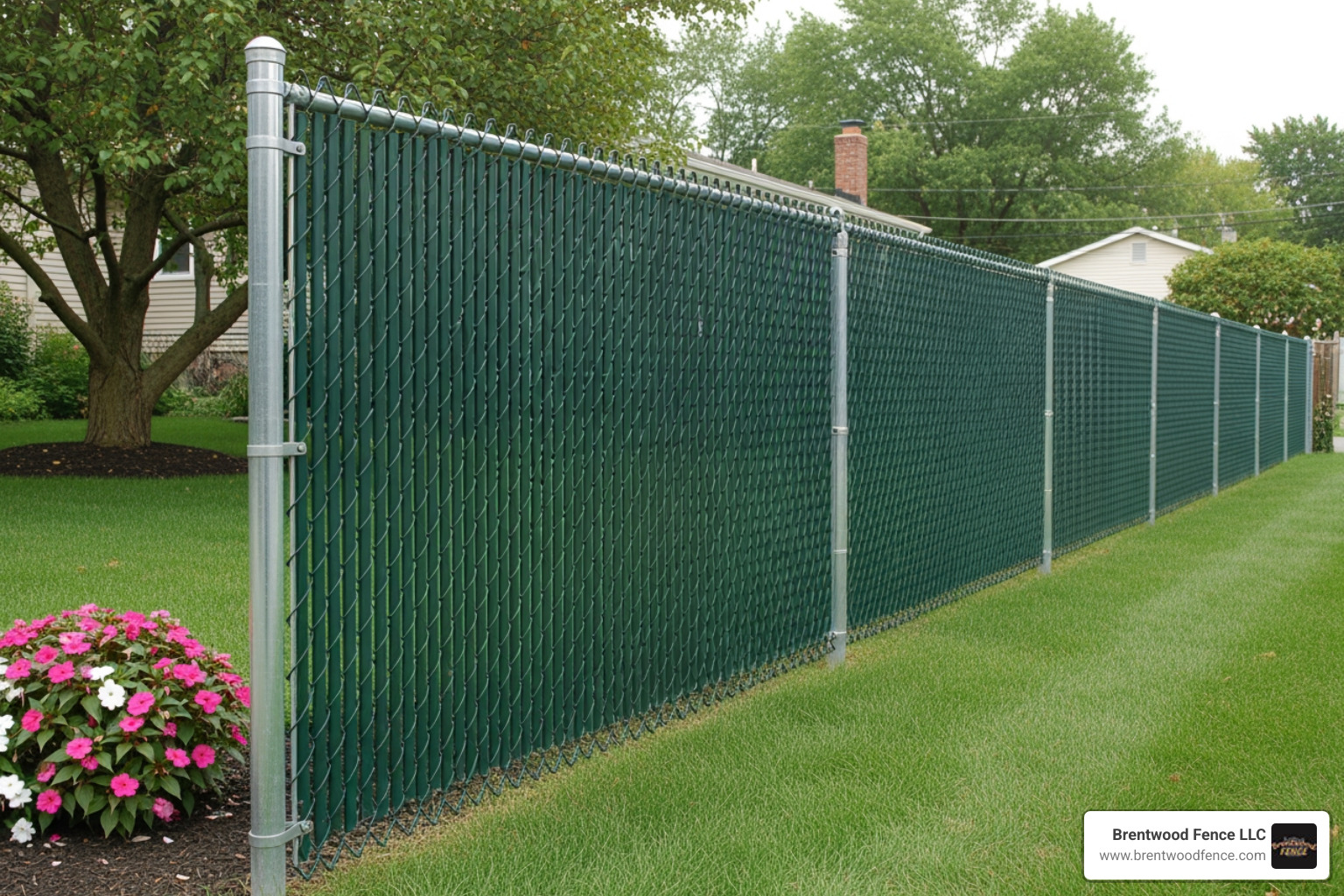 professionally installed chain link fence with privacy slats - privacy options for chain link fence