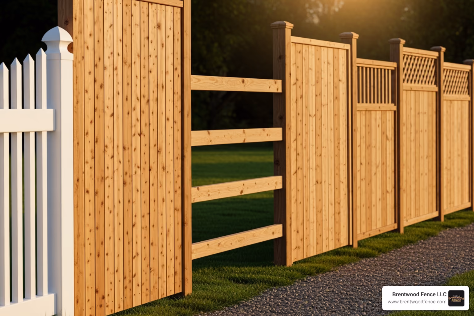 various wood fence styles side-by-side - cost of wood fence per linear foot various wood fence styles side-by-side - cost of wood fence per linear foot