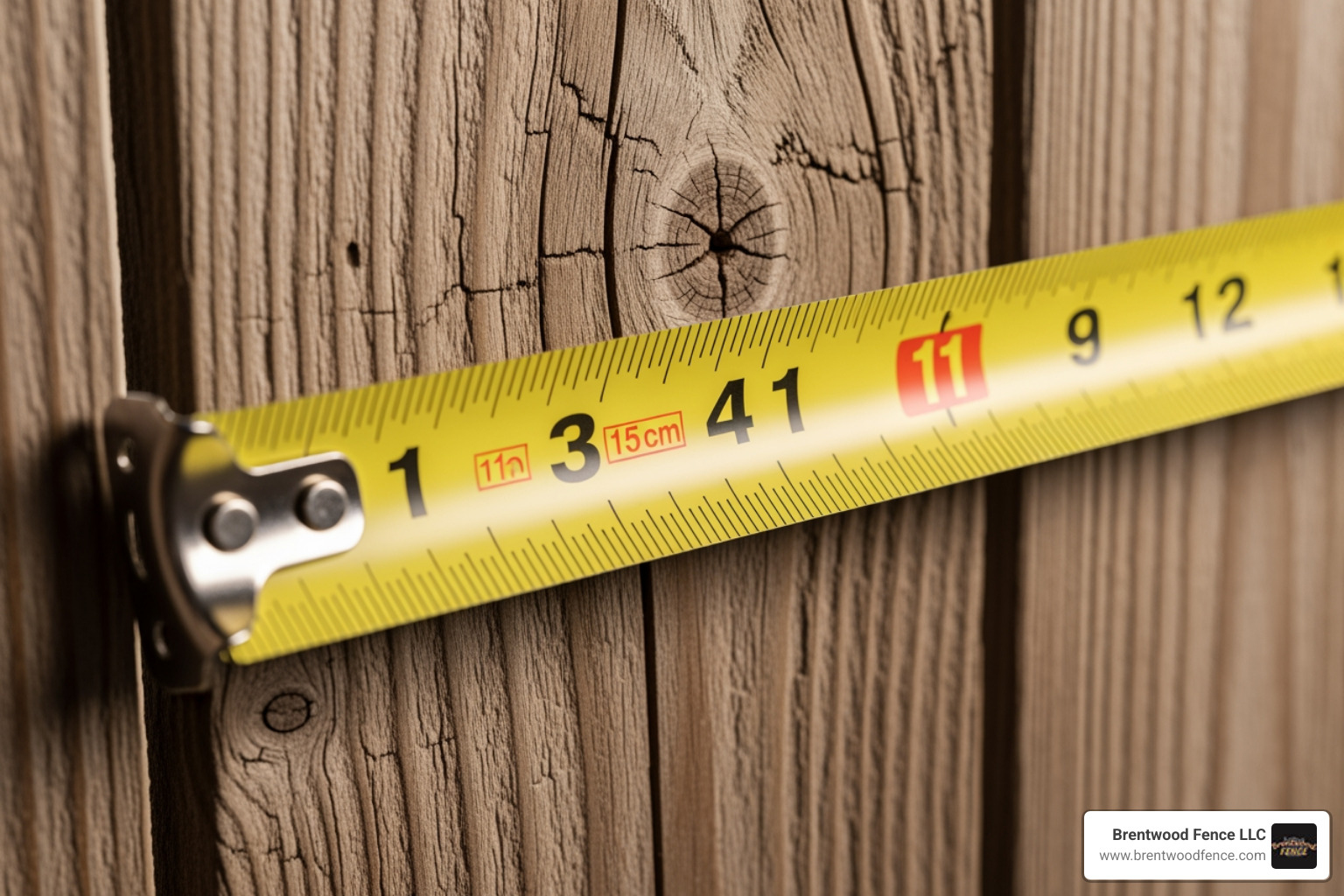 tape measure along a fence panel - cost of wood fence per linear foot