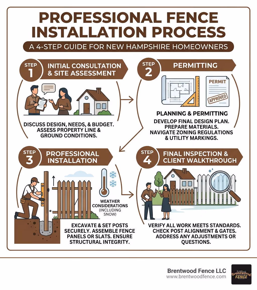 4-step professional fence installation process from consultation to final inspection - professional NH fence installers