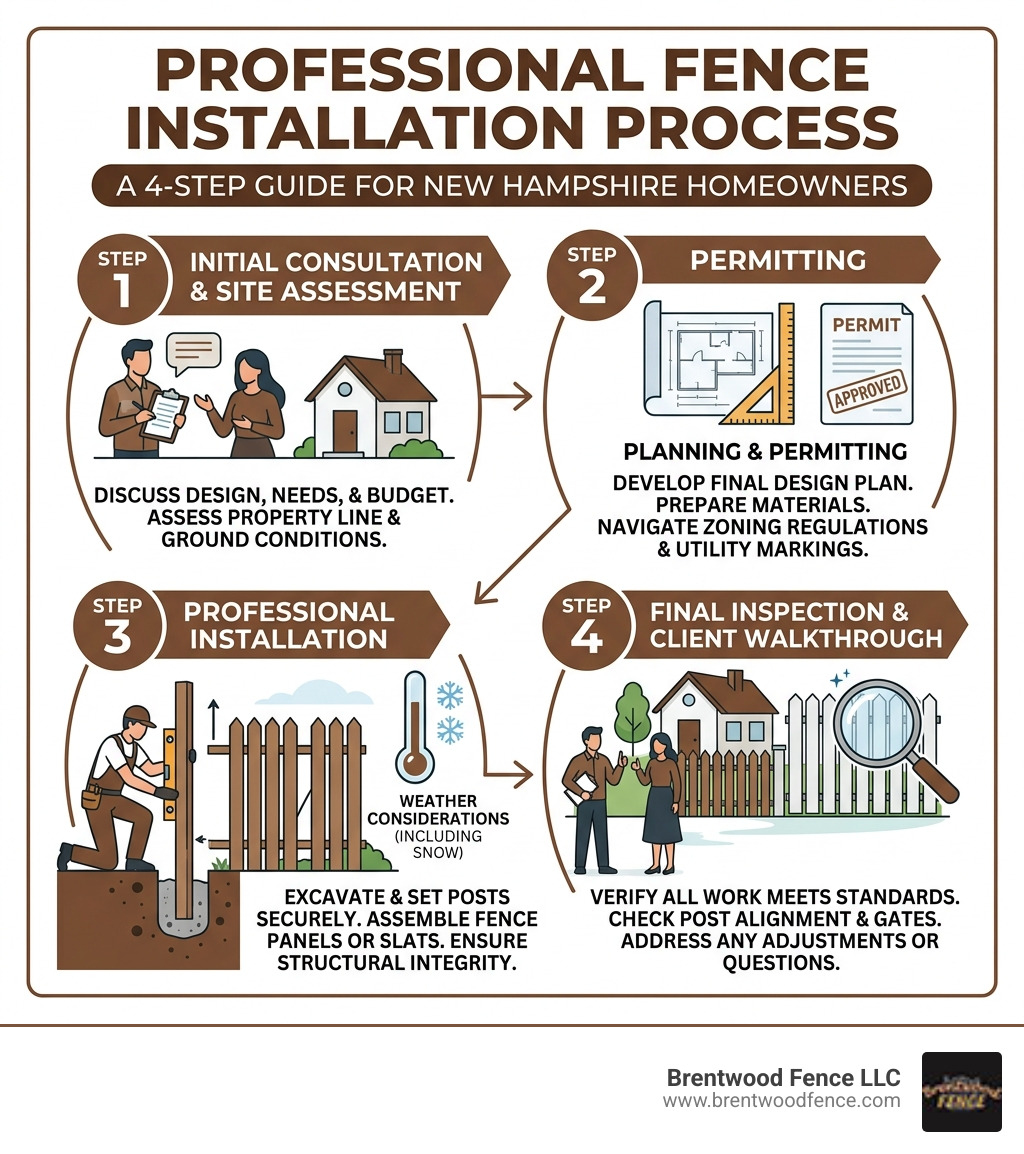 4-step professional fence installation process from consultation to final inspection - professional NH fence installers 4-step professional fence installation process from consultation to final inspection - professional NH fence installers