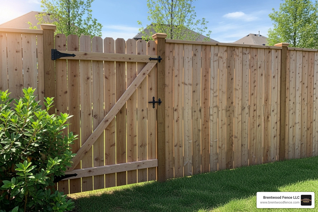 cedar privacy fence with gate - Concord NH fence installation