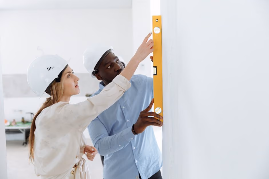 professional installer checking plumb of a chain link fence post with a level professional installer checking plumb of a chain link fence post with a level