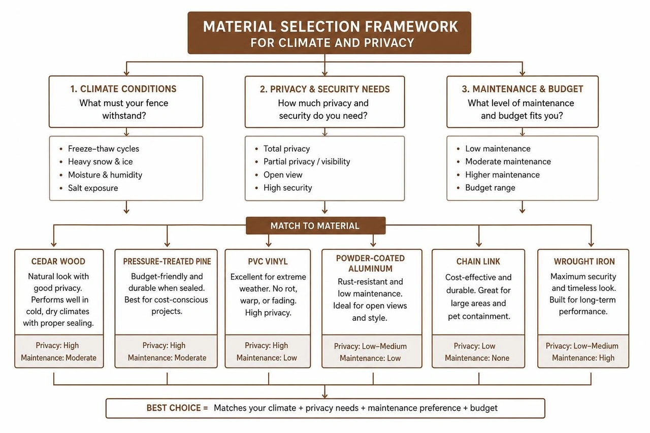 Material Selection Framework for Climate and Privacy