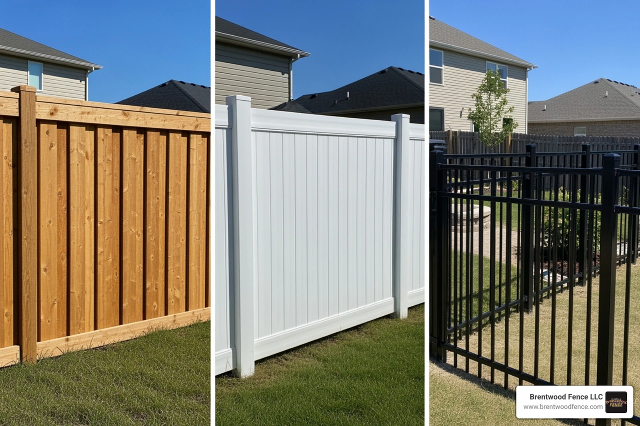 A comparison of wood, vinyl, and aluminum fence panels A comparison of wood, vinyl, and aluminum fence panels