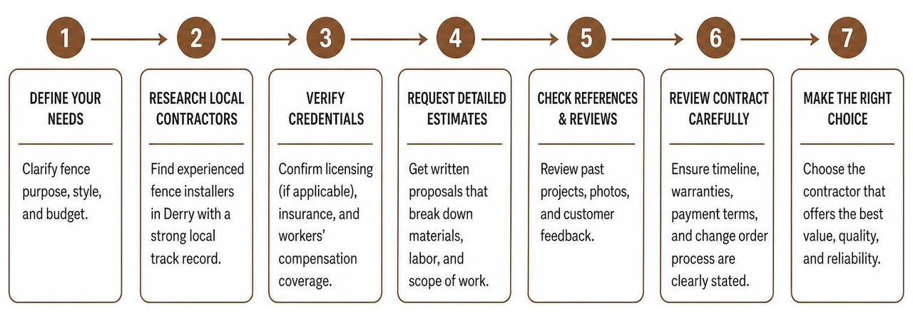 Process for choosing a qualified fence contractor in Derry