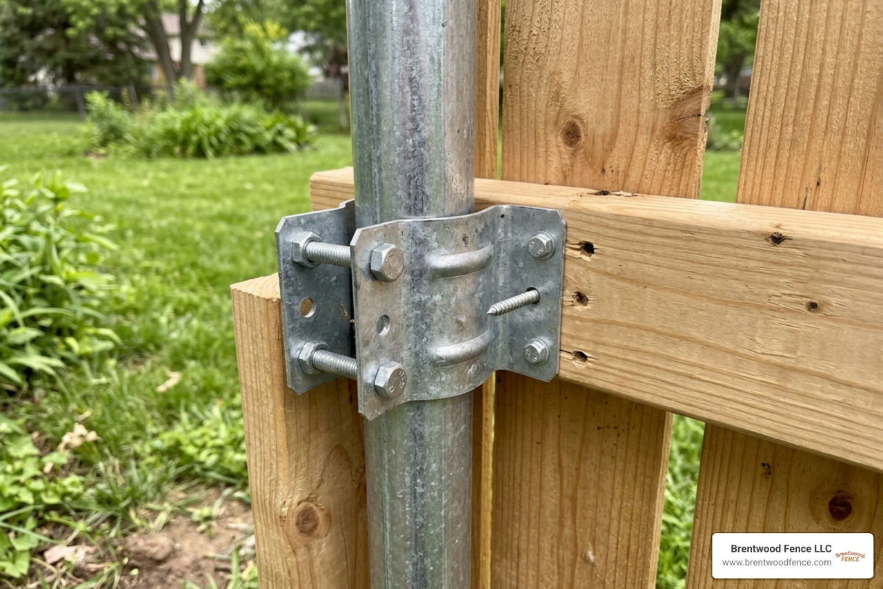 steel fence post brackets attached to wood rails steel fence post brackets attached to wood rails