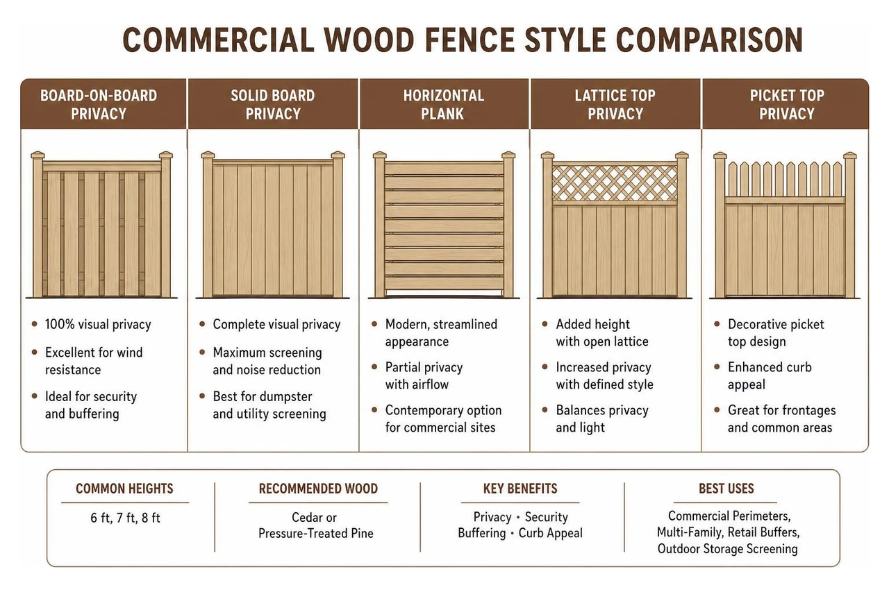 Commercial Wood Fence Style Comparison
