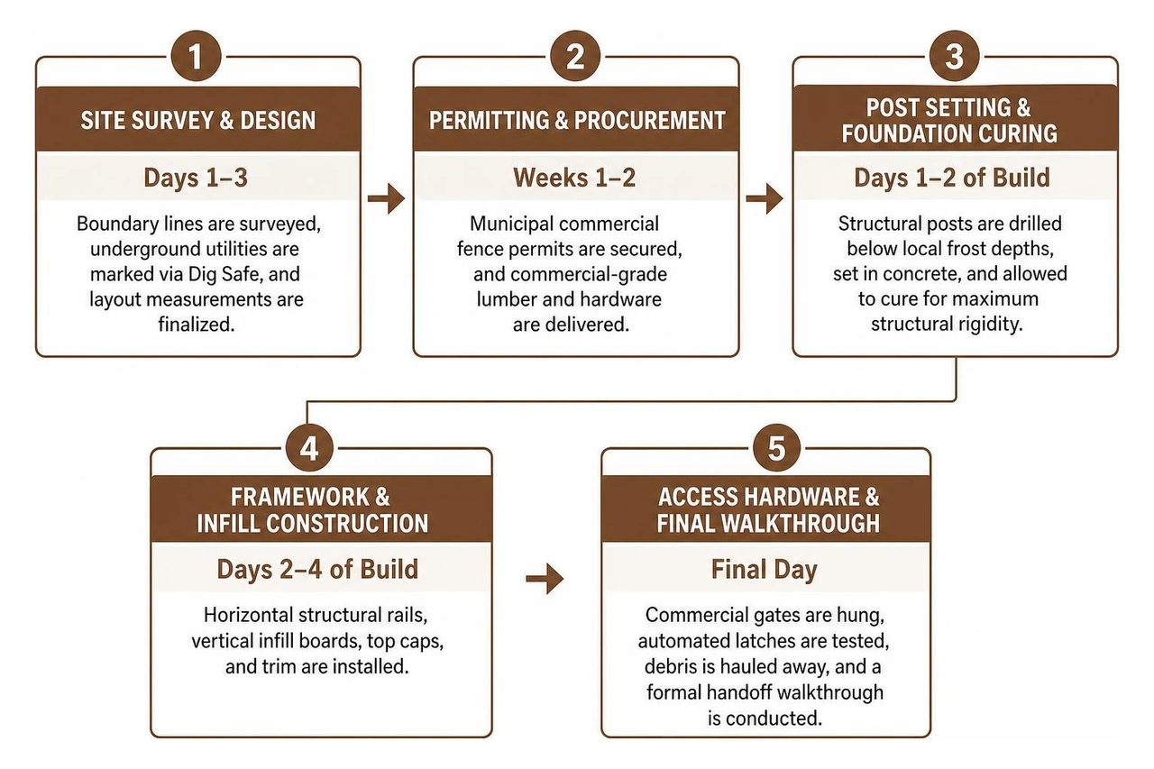 Commercial Fence Installation Workflow Timeline