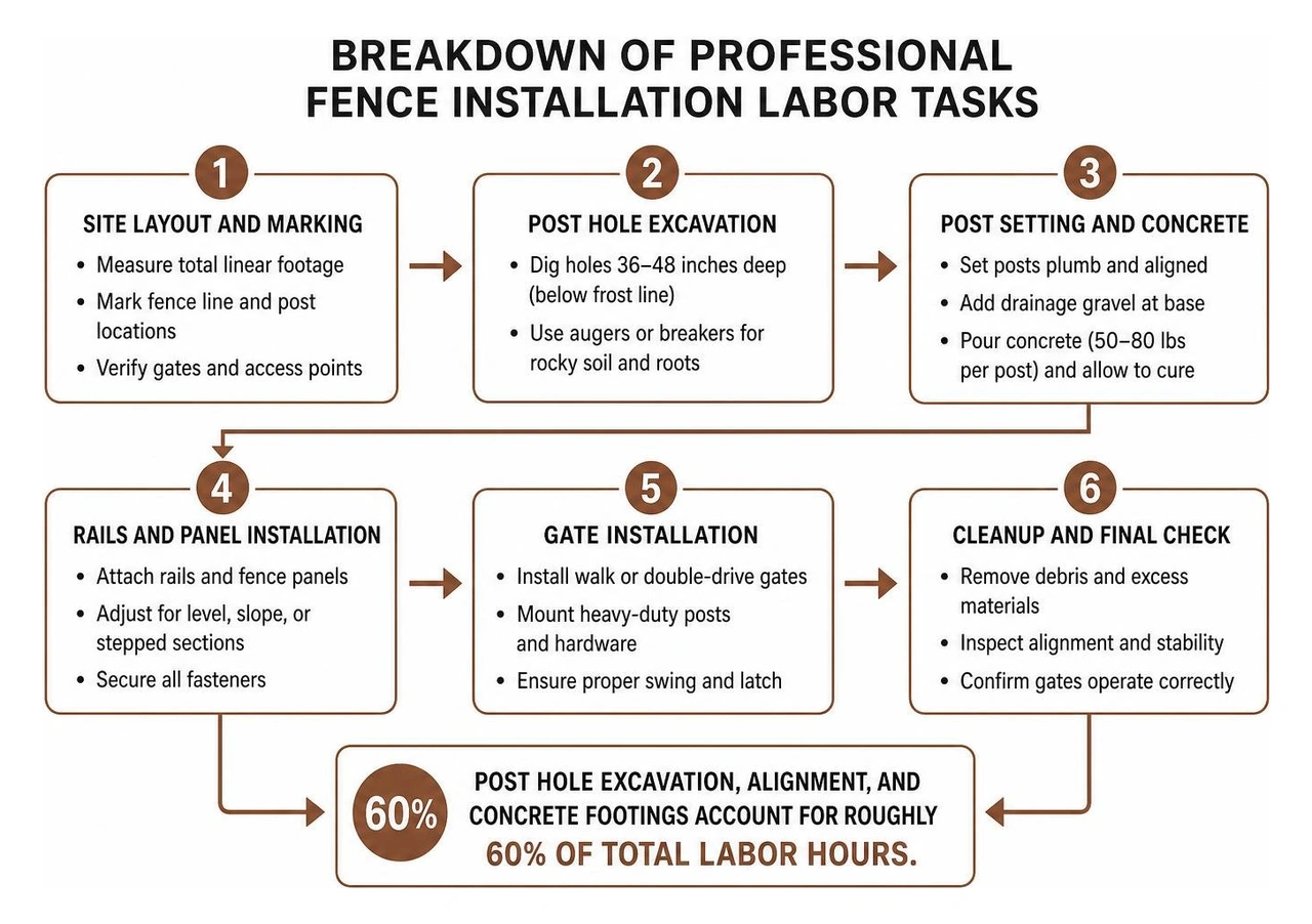 breakdown of professional fence installation labor tasks breakdown of professional fence installation labor tasks
