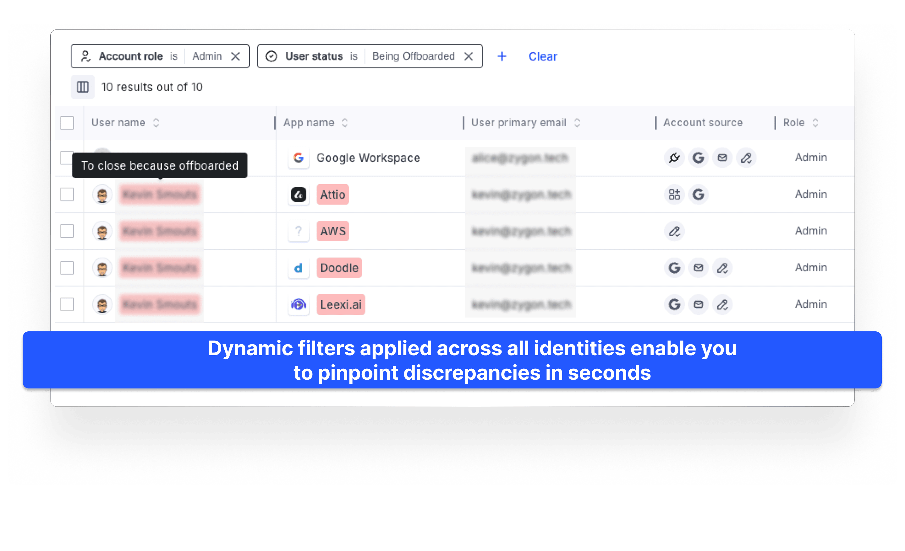 screenshot of zygon IGA platform powerful dynamic filters