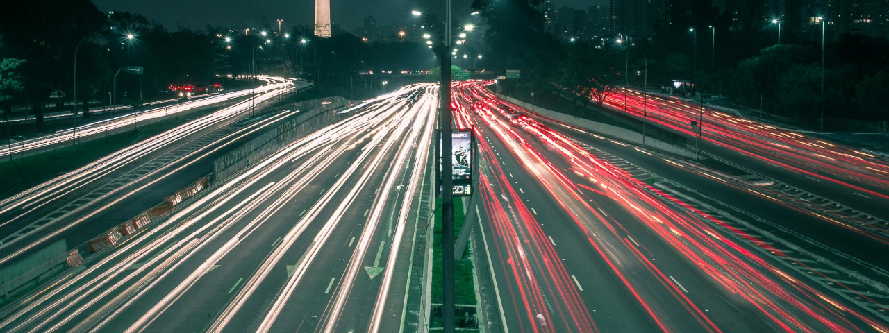 Long exposure of highway traffic symbolizing multiple filter-generated URLs.