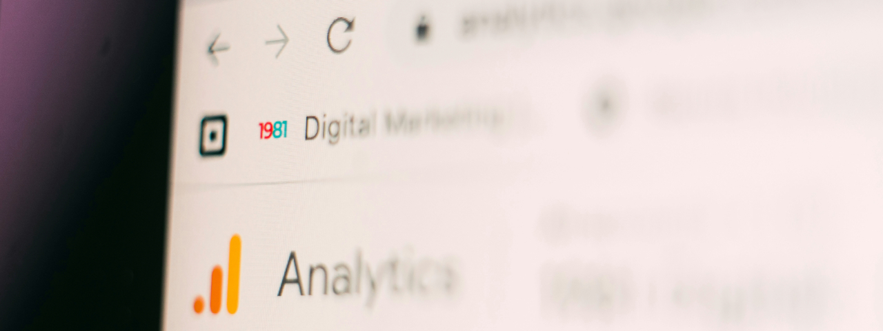 Close-up of a computer screen displaying the Google Analytics interface