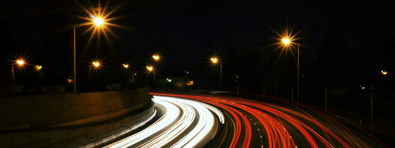 low of lights on a highway symbolizing fast and continuous online traffic.