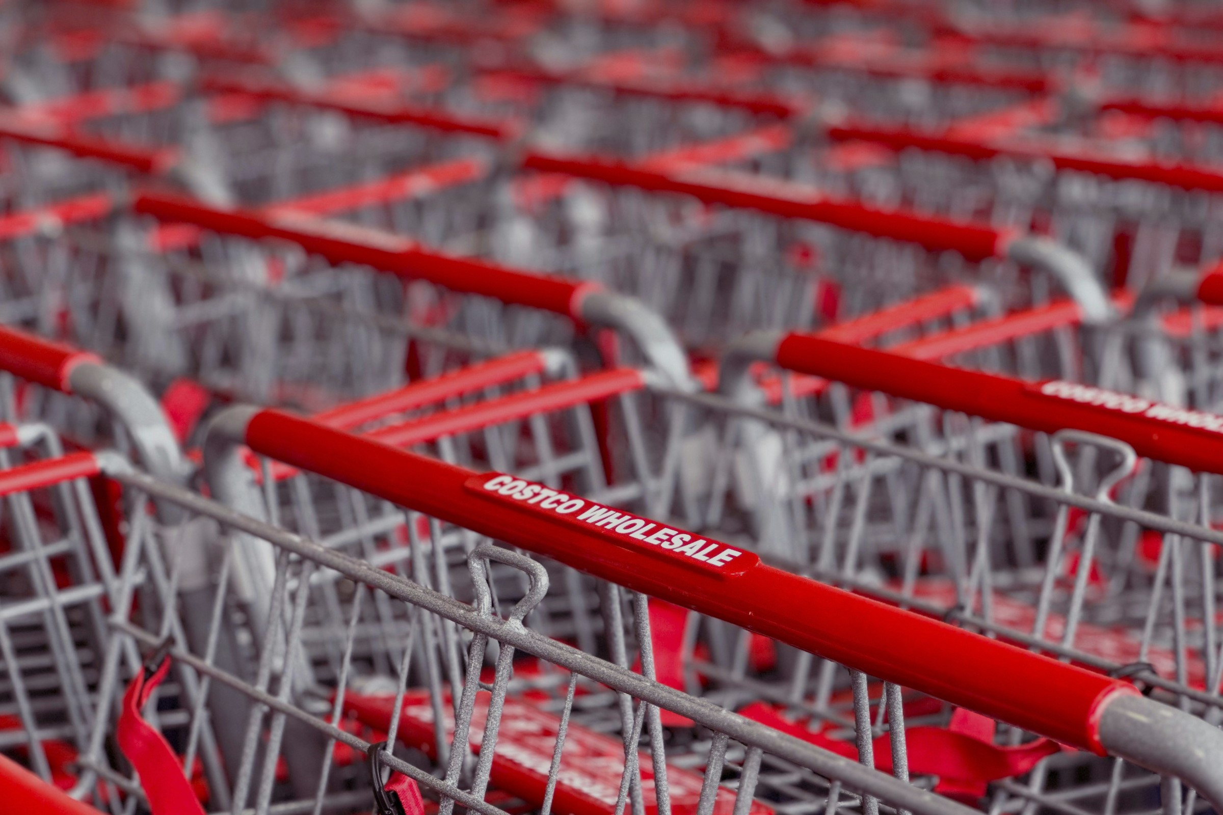 Rows of shopping carts symbolizing high shopper volume and competition during BFCM.