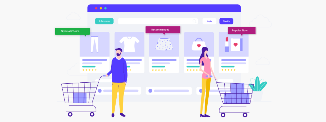 E-commerce interface highlighting recommended and popular products guiding user choice without overwhelm