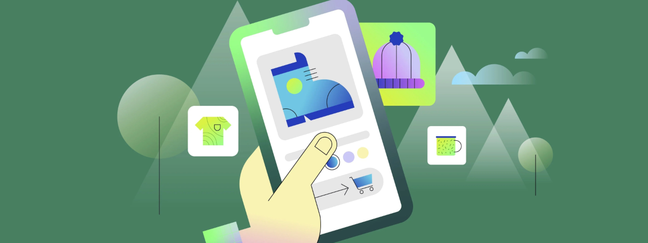 Mobile ecommerce checkout experience showing product selection and cart flow optimized for conversion.