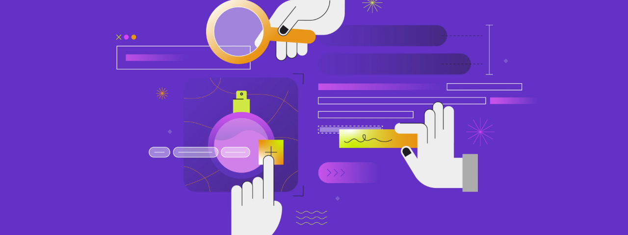 Illustration showing how users interact with product page elements such as buttons, content blocks, and navigation.
