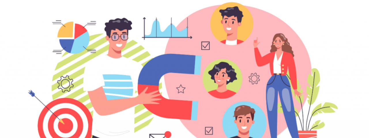 Illustration of customer acquisition and retention strategy for Shopify ecommerce growth.