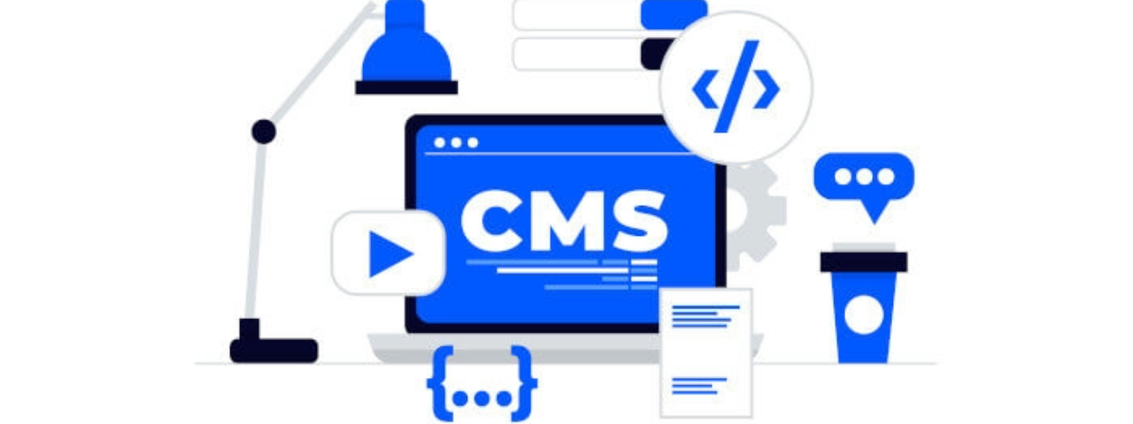 Illustration of an ecommerce content management system used to manage store content, pages, and digital assets.