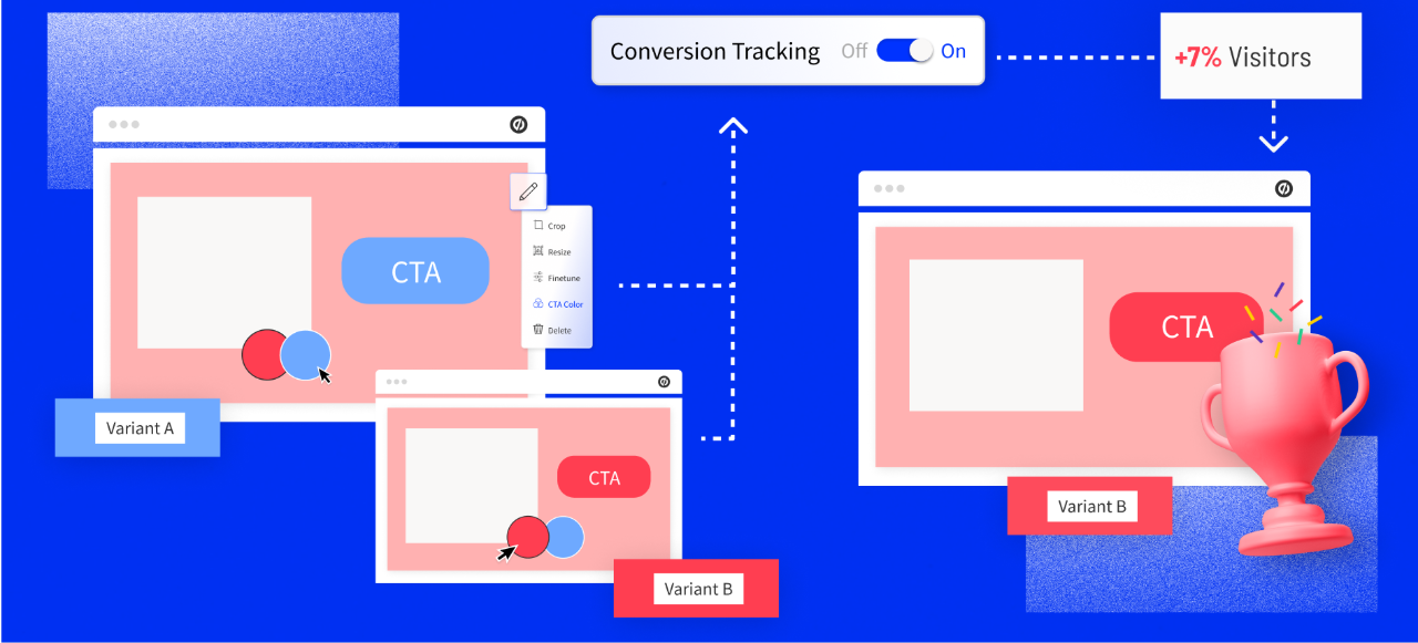 A/B testing example showing different CTA button designs to improve ecommerce conversion rates.