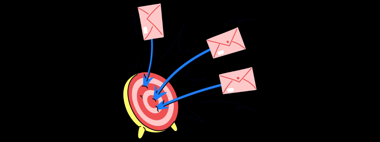 Emails hitting a target, representing clear and focused messaging that improves engagement and drives higher conversion rates
