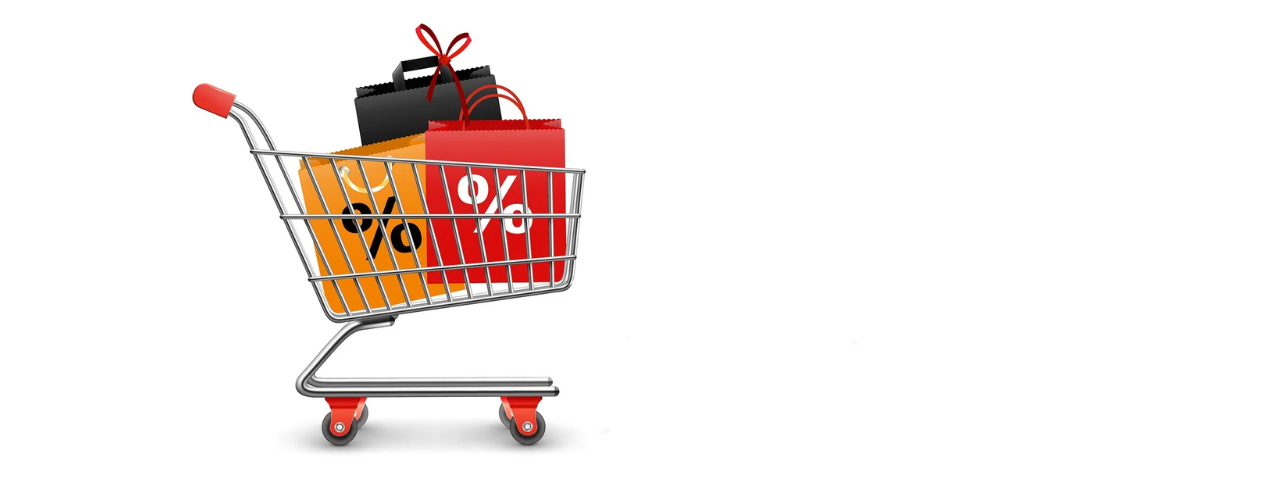 Shopping cart with discount bags, representing abandoned cart emails to recover lost sales and boost ecommerce conversions