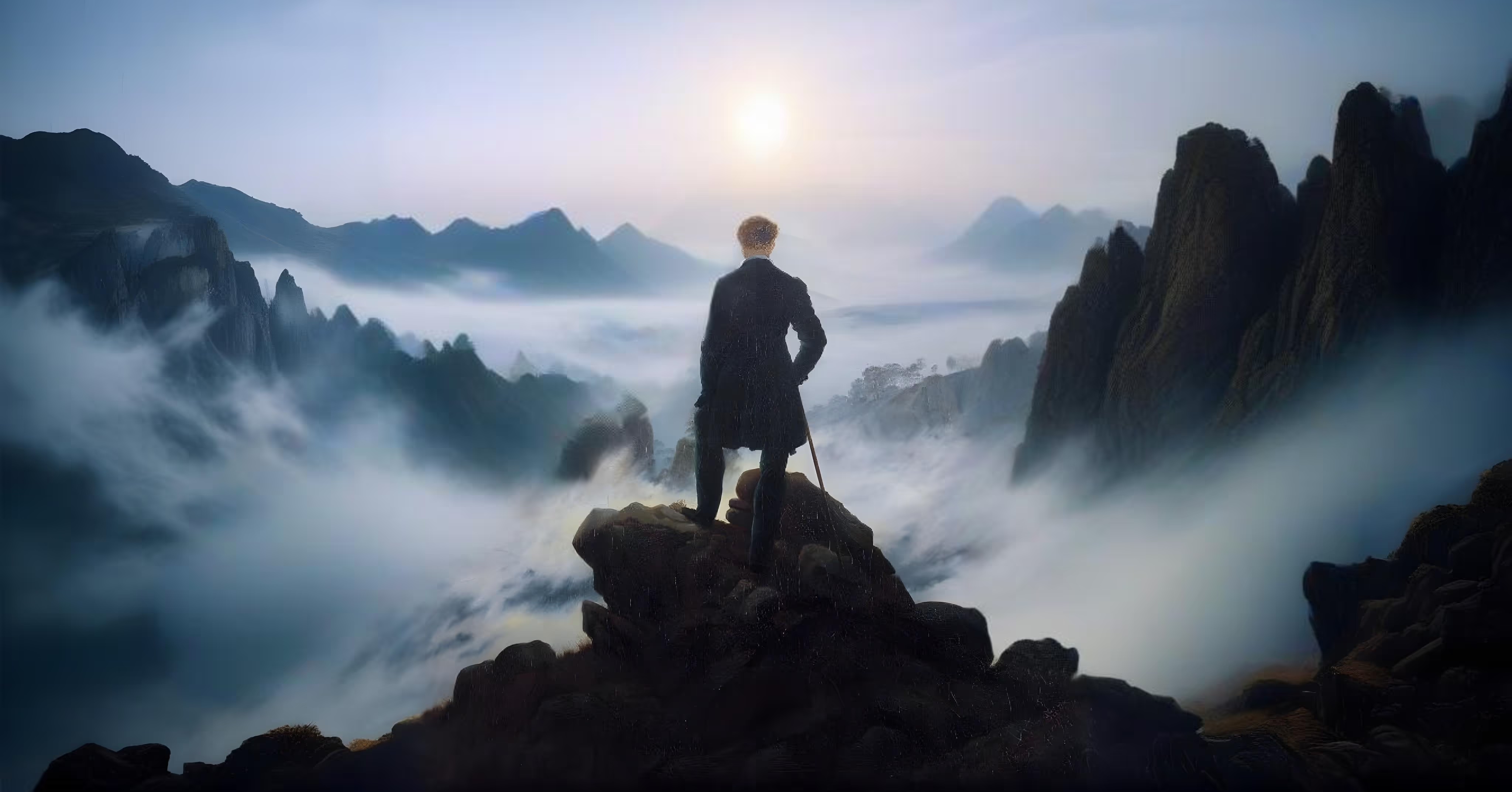 Modern wanderer above the Sea of Fog