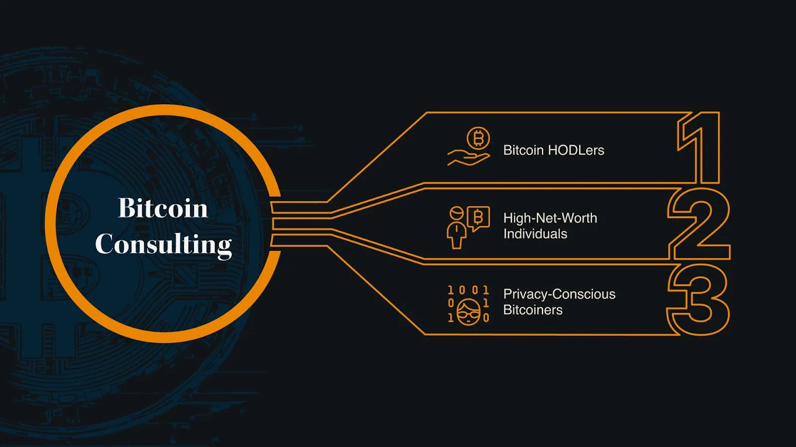 The people who can benefit from Bitcoin Consulting Services, shown in a diagram