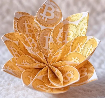 A paper flower made of bitcoinsAI-generated content may be incorrect.
