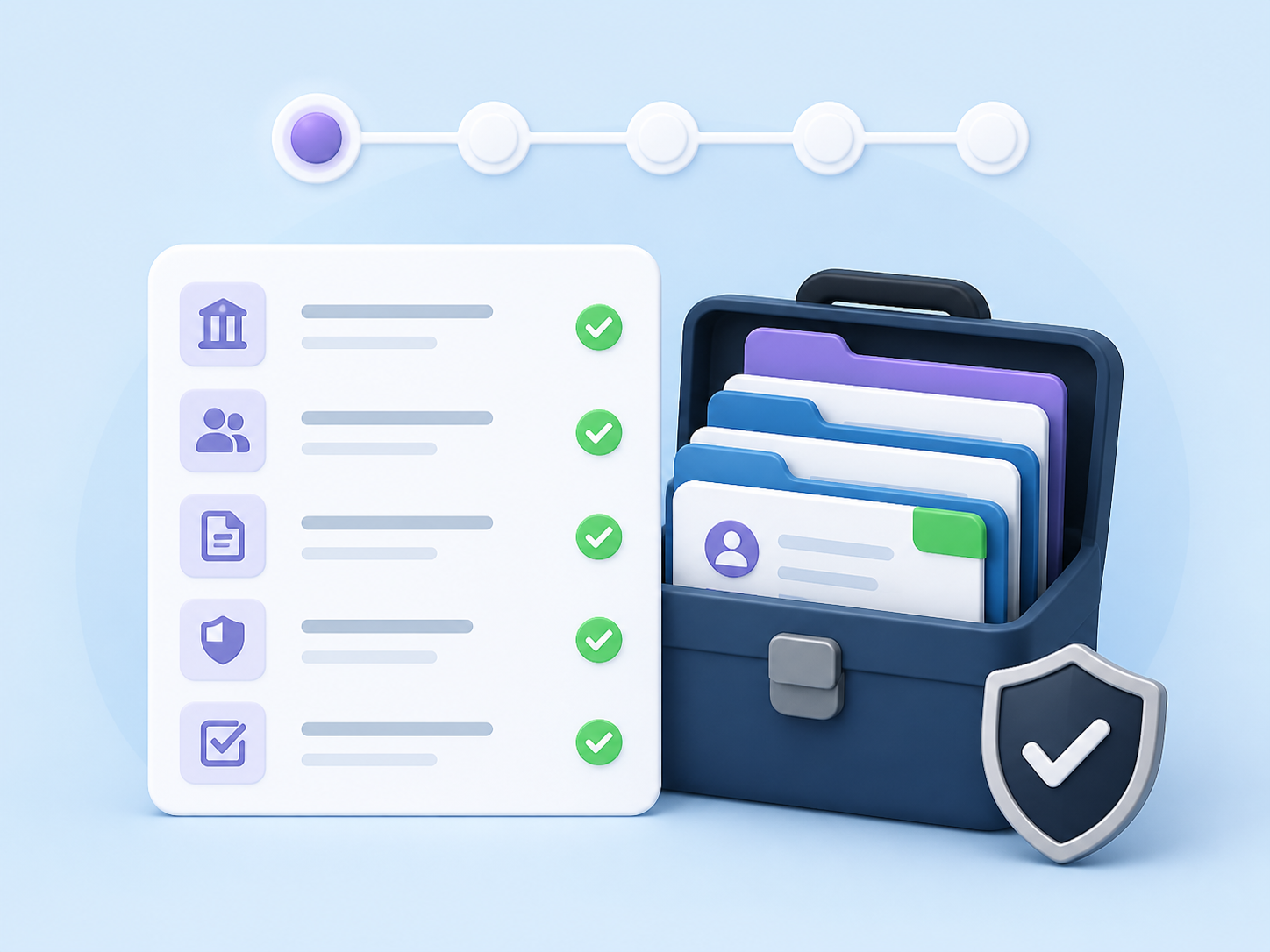 Checklist and organised case folder representing sponsor licence application readiness.