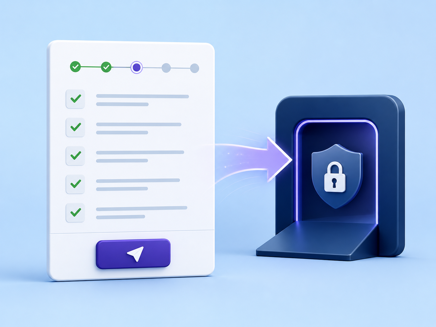 Completed sponsor licence application being sent through a secure online portal.