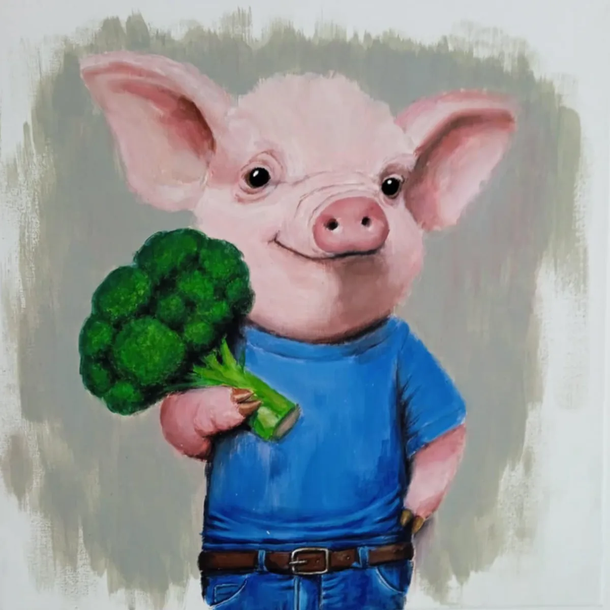 a picture of a piggy with a broccoli