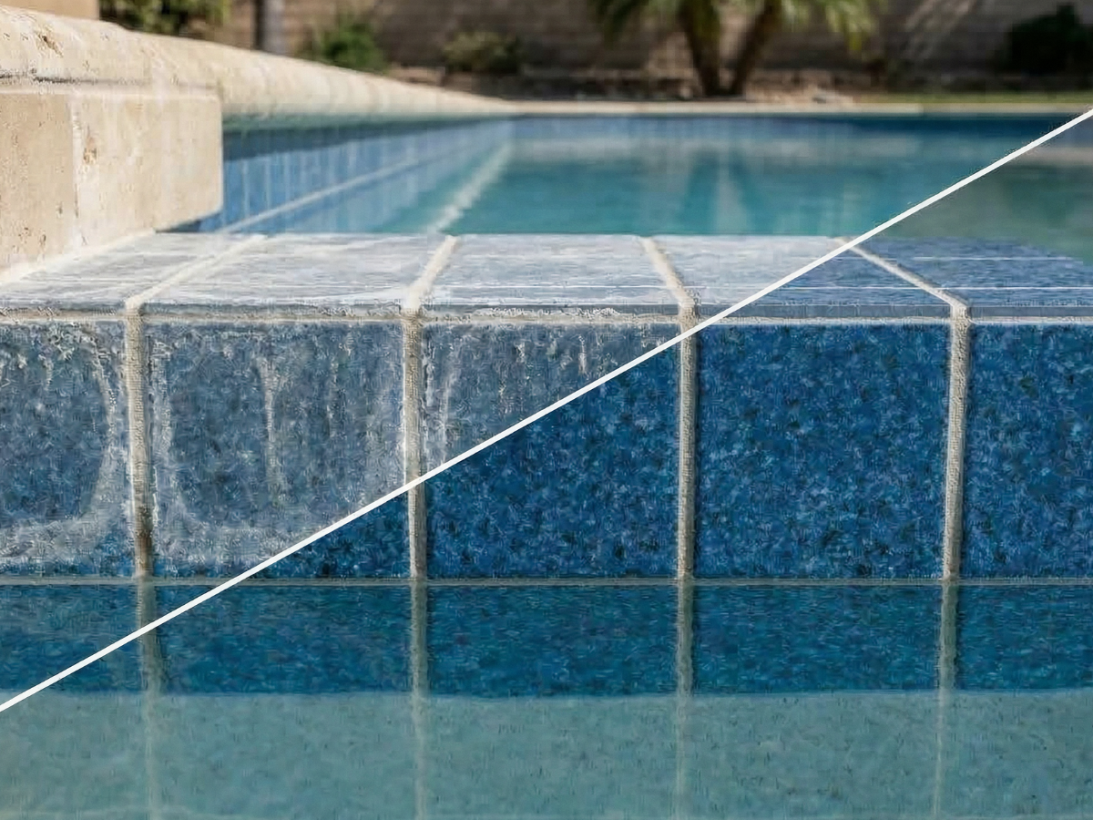 Clean pool tiles