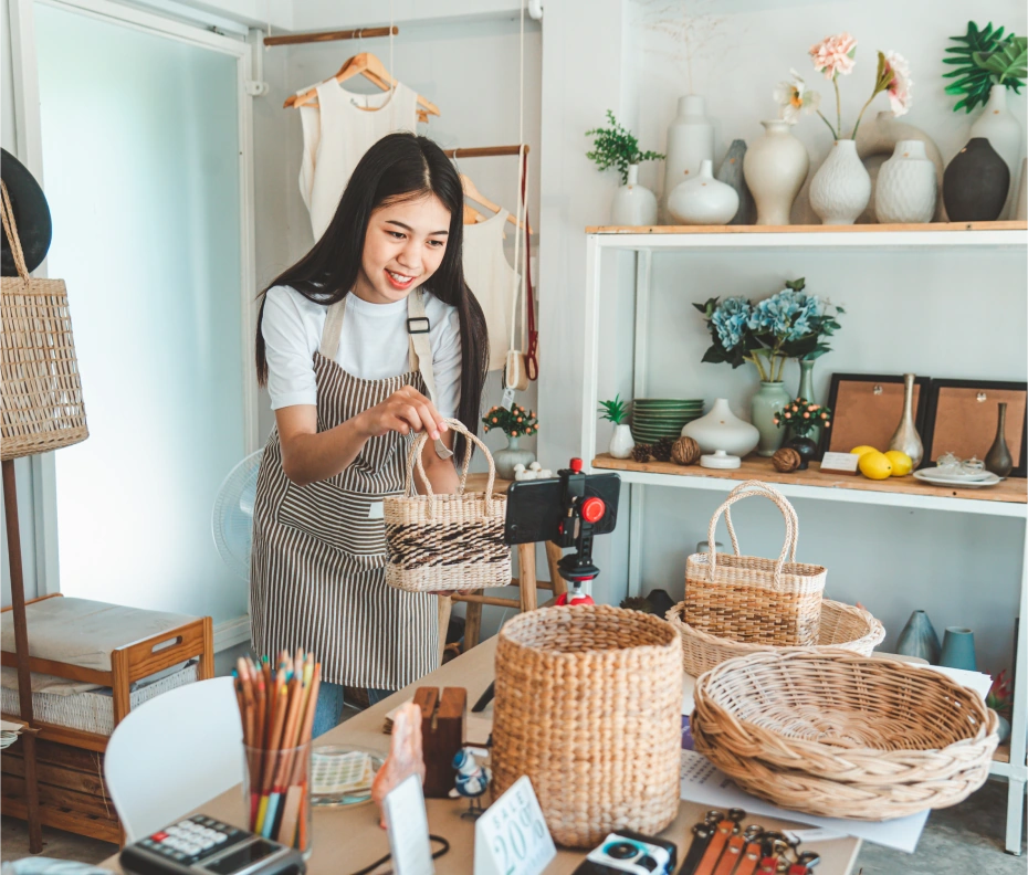 A girl in a photoshoot sesion of her handycraft