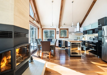 Dining room and kitchen home staged by HM Vacation Rentals