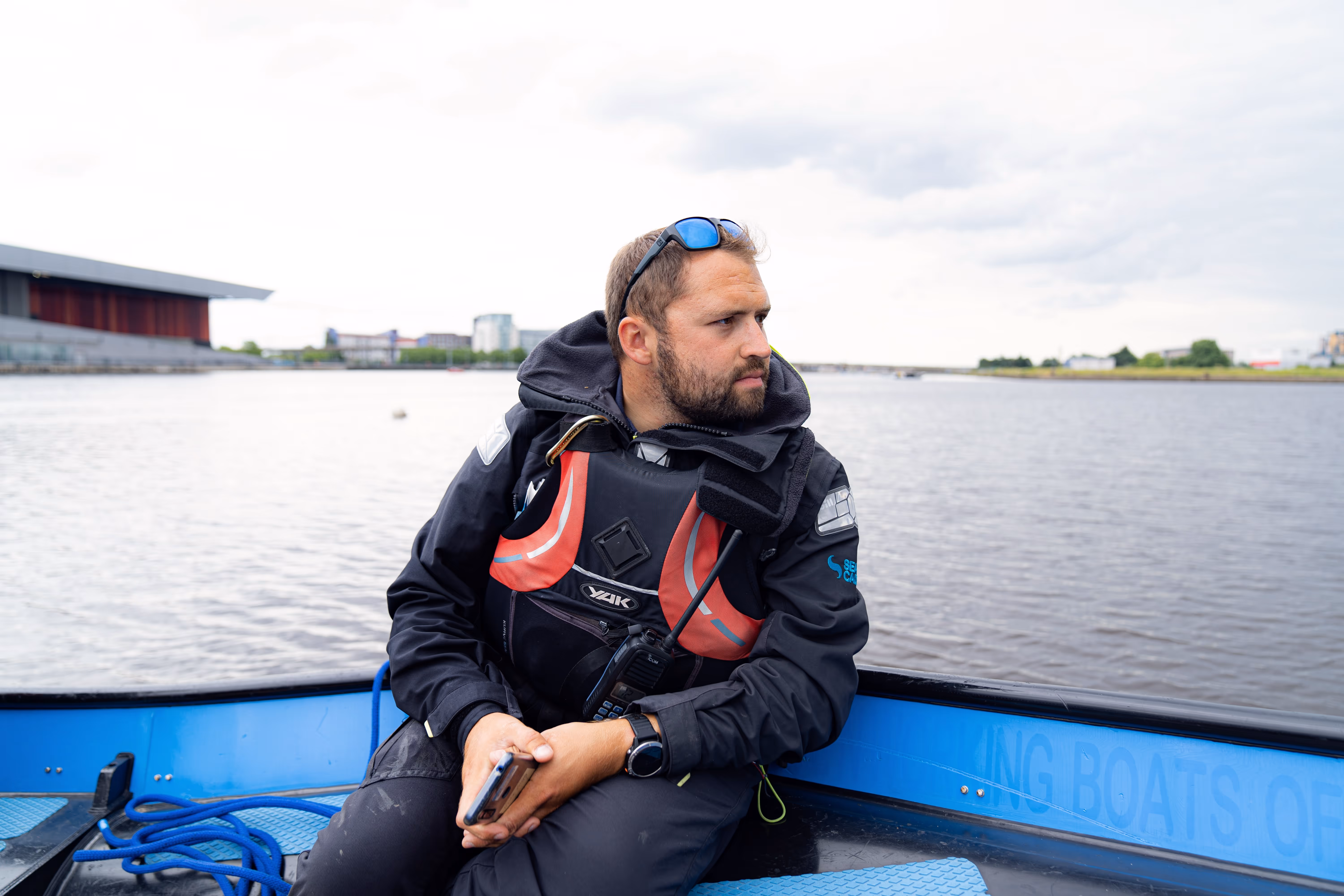 Freddie Lovejoy sitting in a powerboat
