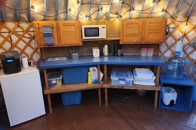Yurt kitchen.