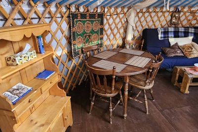Yurt dining area.