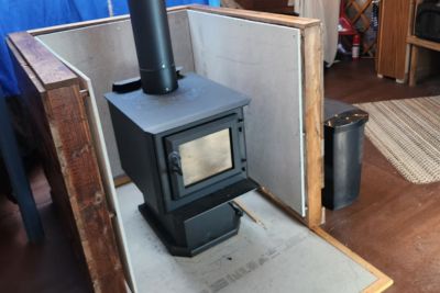 Black wood stove.