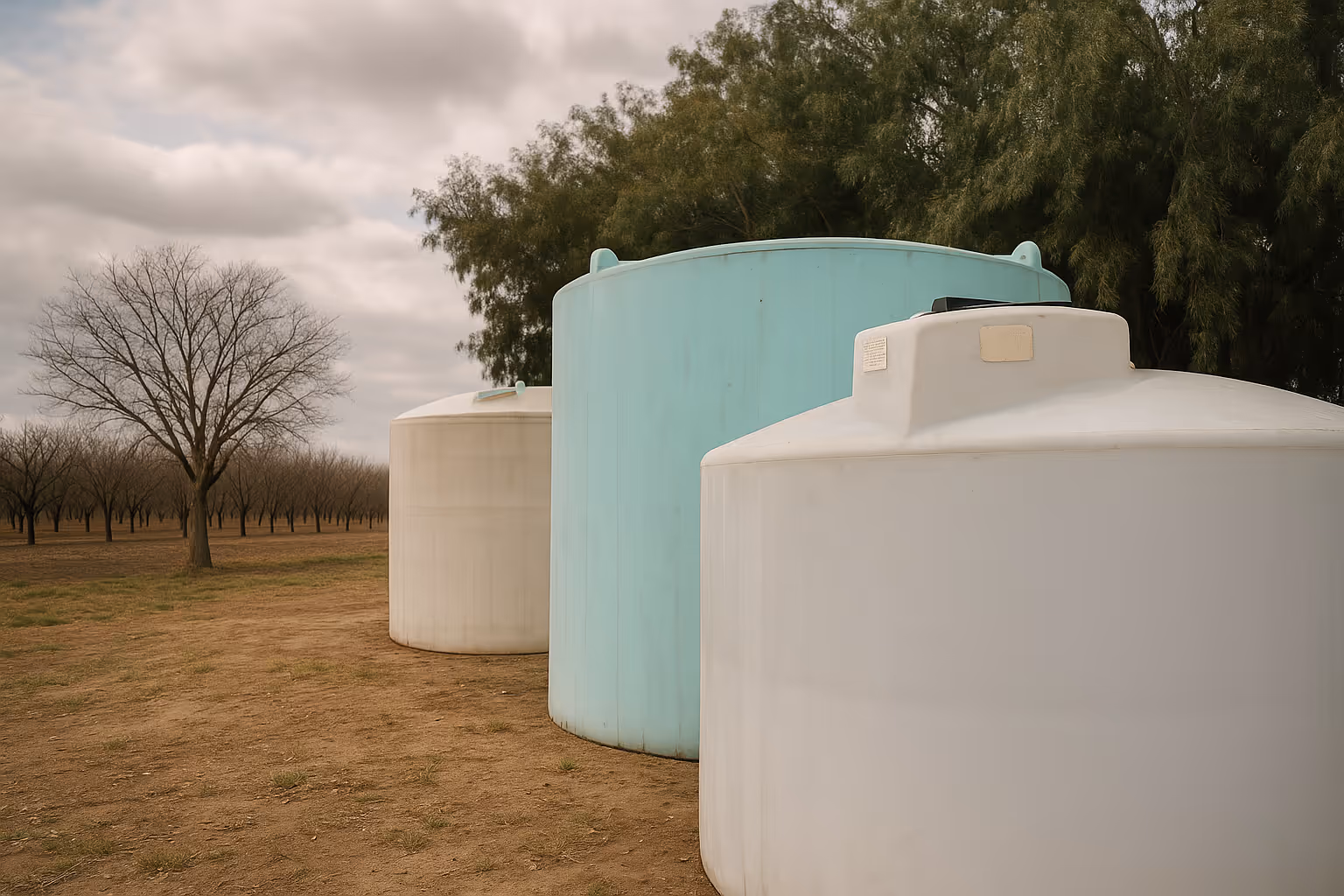 Tanks in a farmer's field
