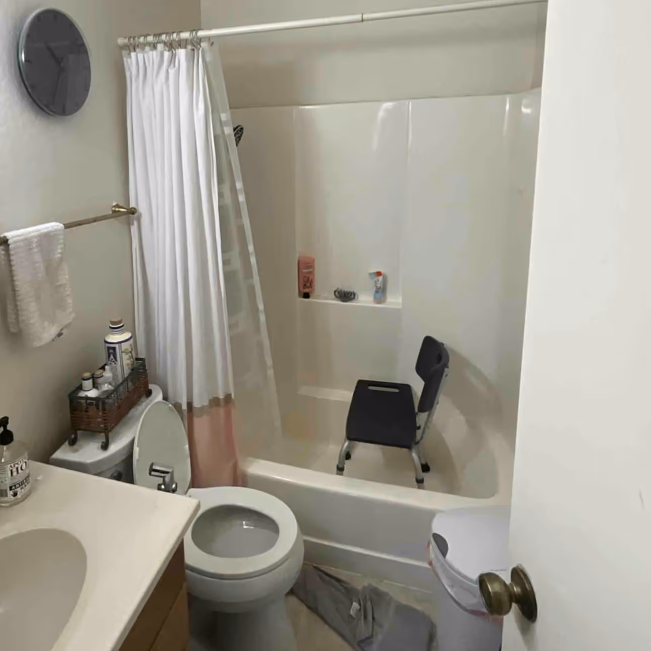 before picture of combination shower bathtub