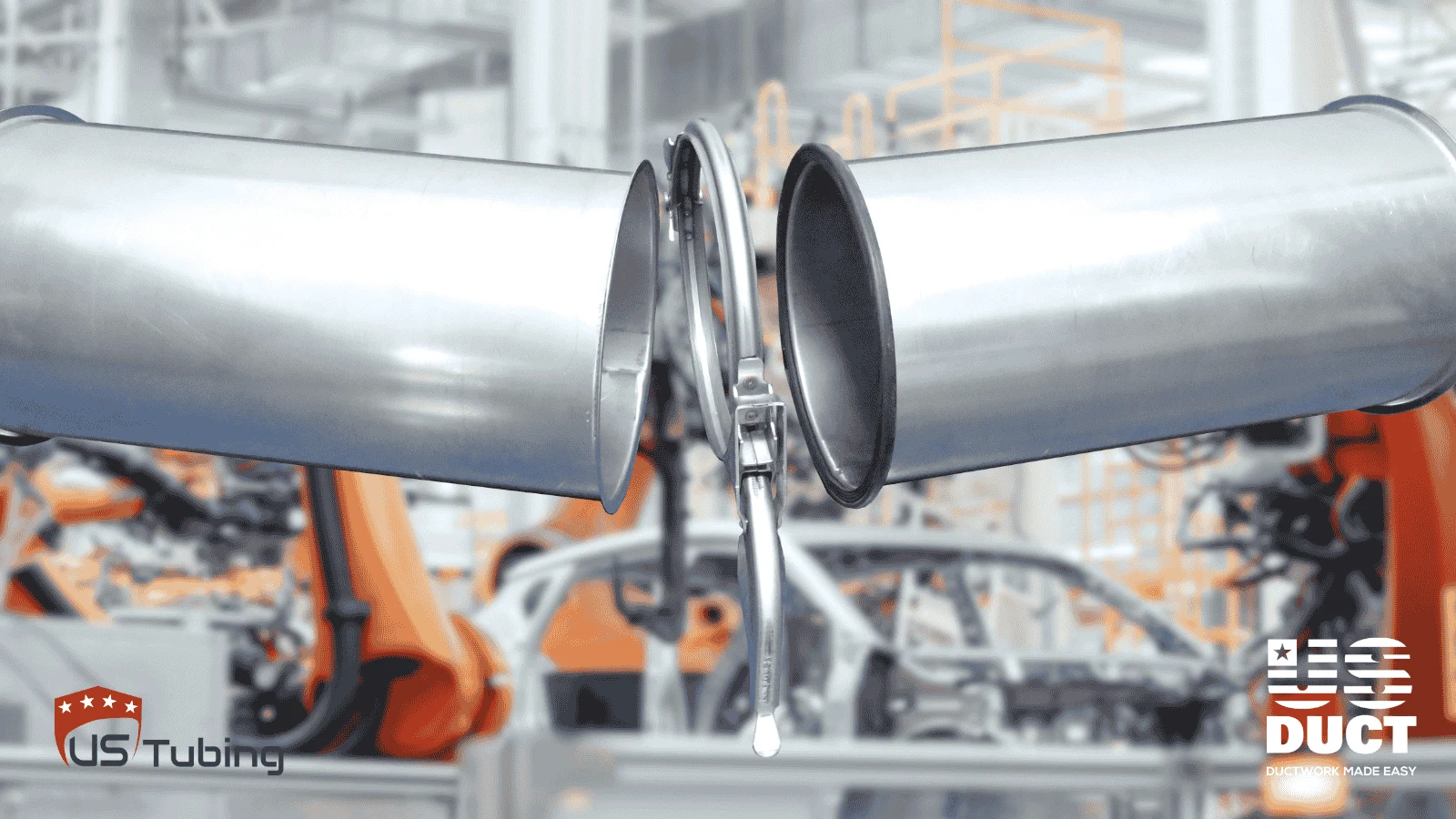 laser welded clamp together stainless steel ductwork in an automotive factory