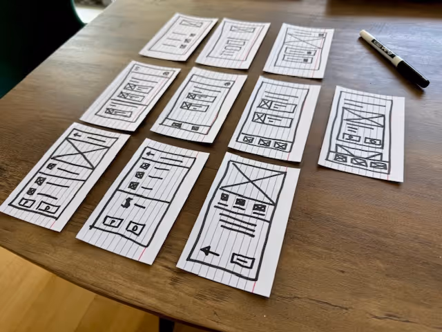 A selection of wireframes from the design phase of the TickIt app design.