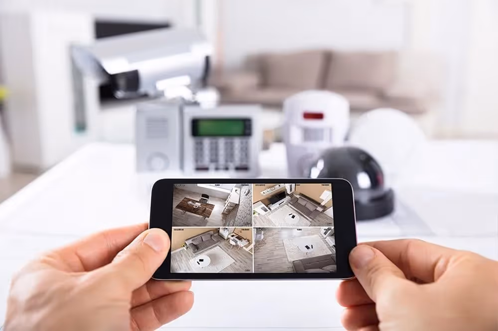 Viewing security camera feeds on a mobile phone