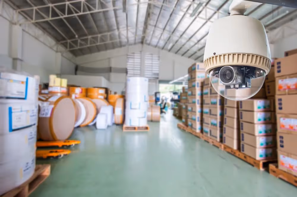 Security camera in a warehouse