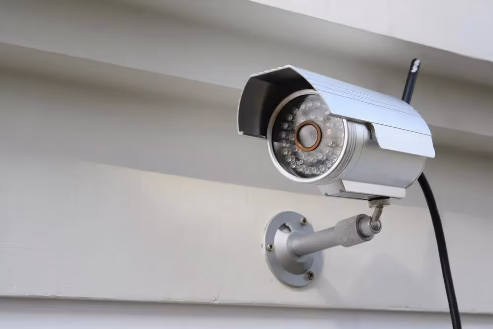 Security camera on the wall