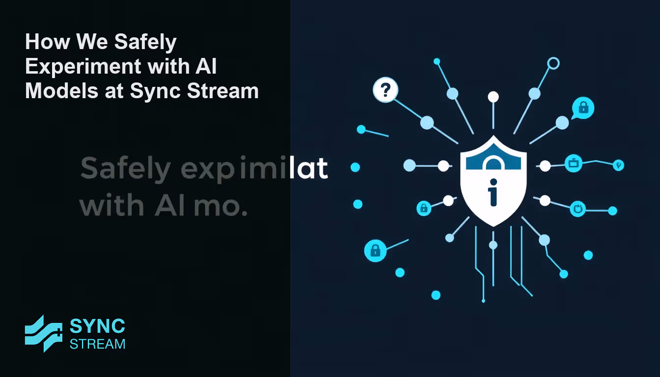 Flat design vector illustration of safe AI model experimentation on dark background